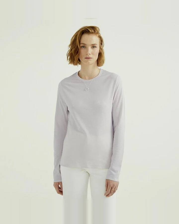 d'Els Mira Damen Rundhals-Neck Langarm T-Shirt aus Single Jersey Bio Baumwolle