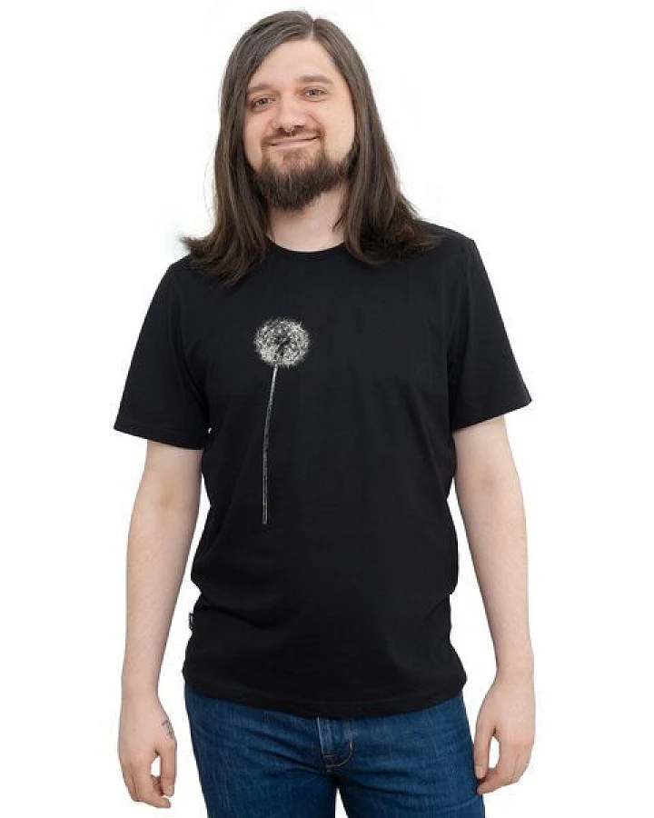 Hirschkind Fair-Trade-Männershirt "Pusteblume" - Made in Kenia - schwarz oder dunkelgrün