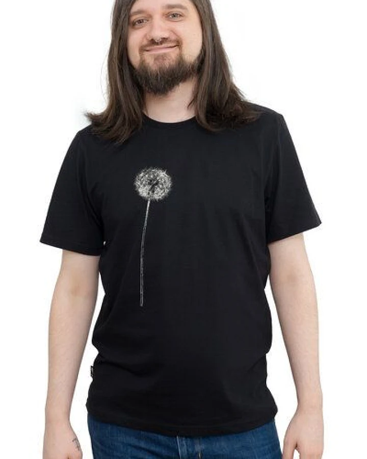 Hirschkind Fair-Trade-Männershirt "Pusteblume" - Made in Kenia - schwarz oder dunkelgrün