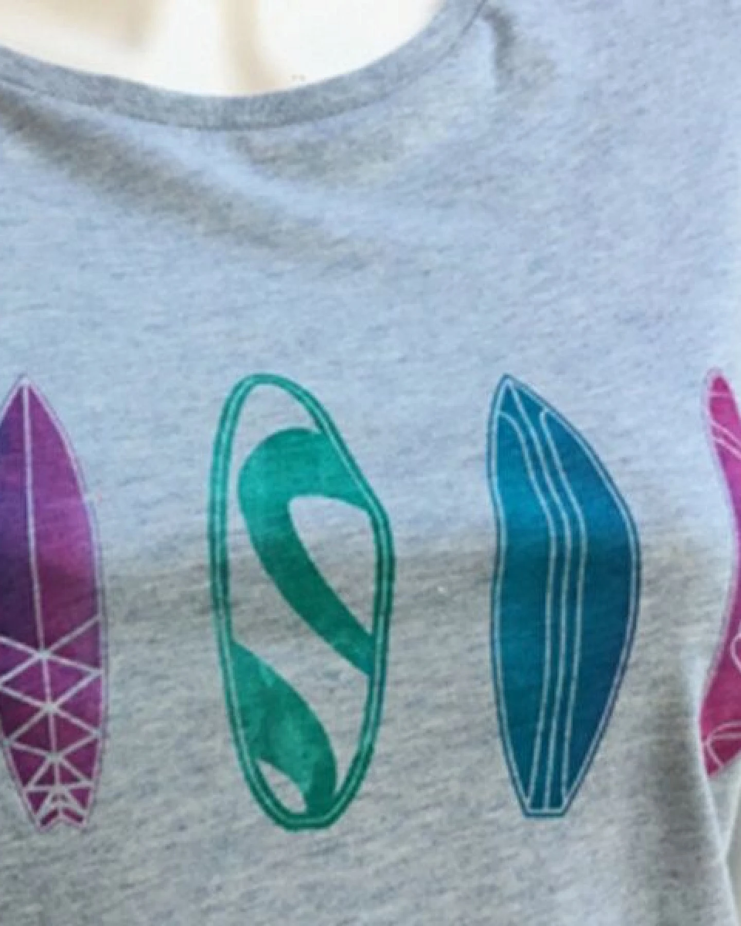 Spangeltangel Damen T-Shirt „Surfboard“ eisblau meliert, für Frauen, bedruckt – Ansicht 4