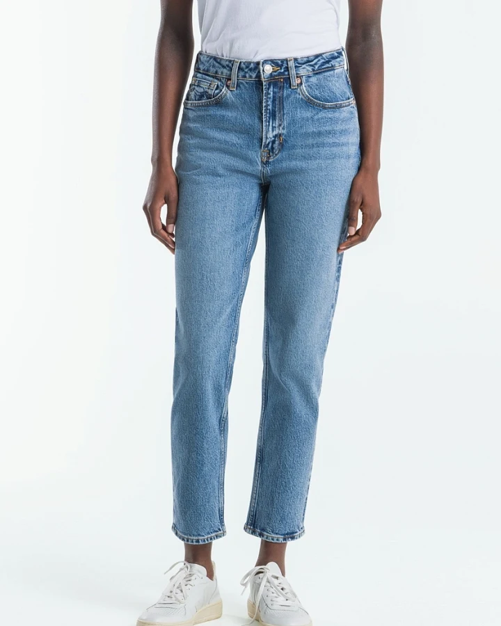 Kings of Indigo Damen vegan Cropped Jeans Stretch Caroline Eco Xavier Blue Marble