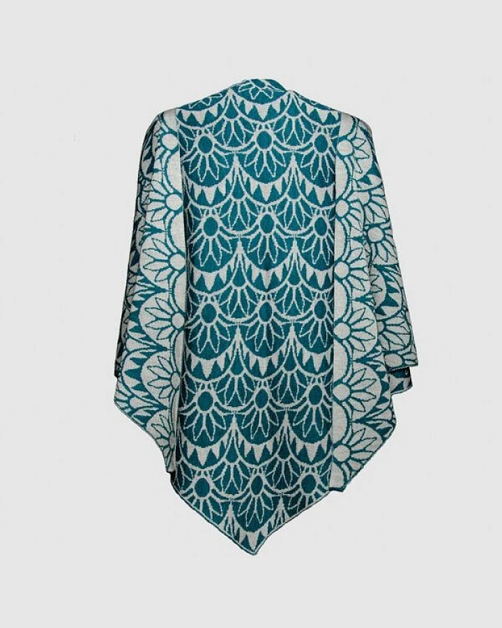 LANARTO slow fashion Stola dreieckiges Schultertuch Sonne zweifarbig gestrickt aus mulesingfreier Merinowolle