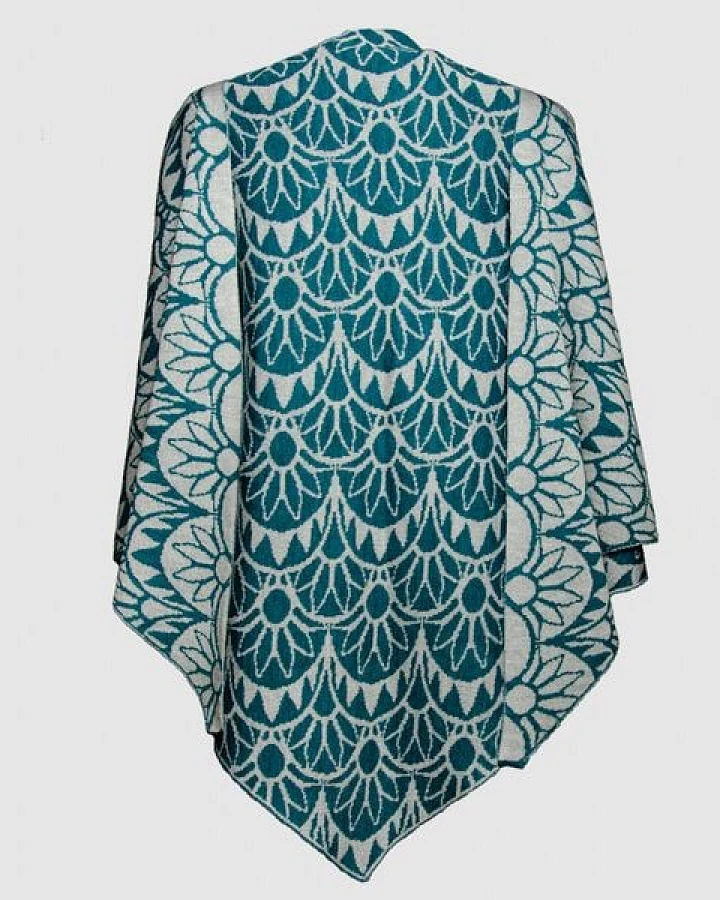 LANARTO slow fashion Stola dreieckiges Schultertuch Sonne zweifarbig gestrickt aus mulesingfreier Merinowolle