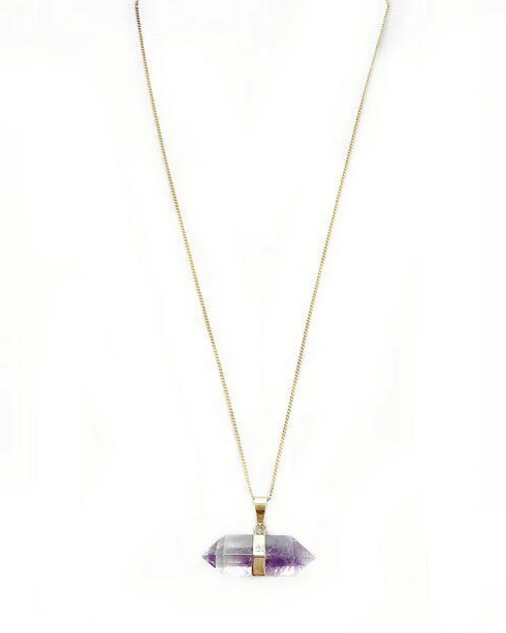 Crystal and Sage Amethyst Diamond Halskette