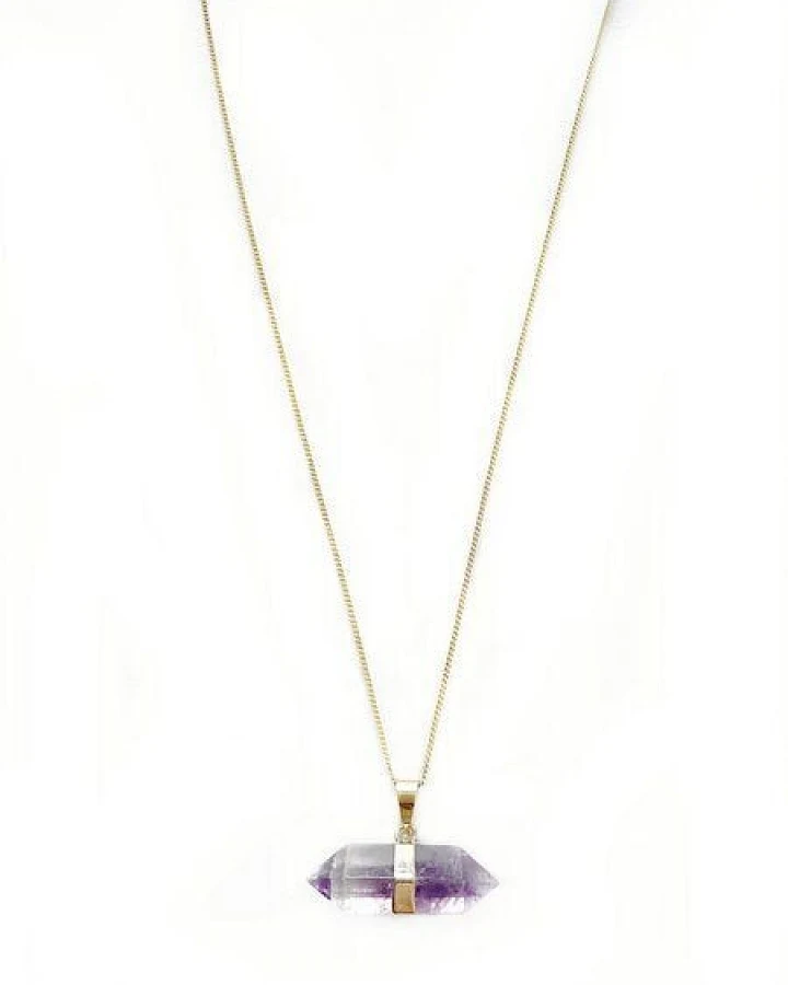 Crystal and Sage Amethyst Diamond Halskette