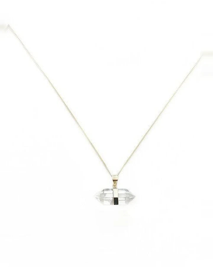 Crystal and Sage Bergkristall Diamond Halskette