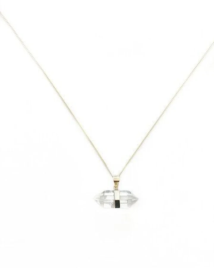 Crystal and Sage Bergkristall Diamond Halskette