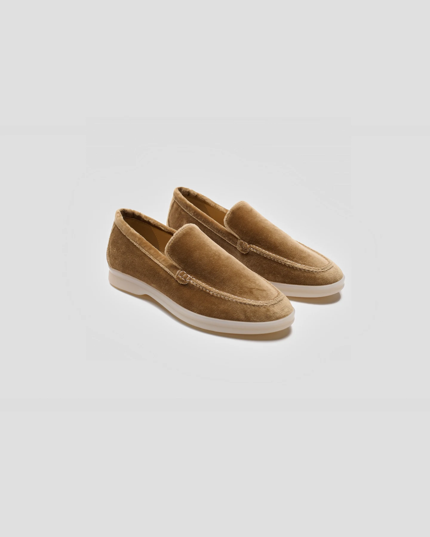 Solari Milano Damen vegan Loafer Samt Taupe Braun – Ansicht 2