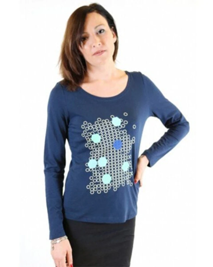 Spangeltangel Langarm Shirt "Hektogramme", dunkelblau, Damenshirt, Siebdruck