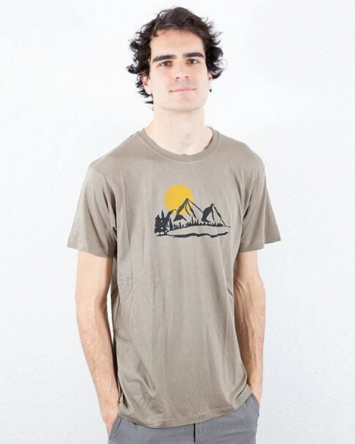 Spangeltangel T-Shirt "Bergluft", nachhaltig, Herren - Natur Bio-Baumwolle Berge Bergsee