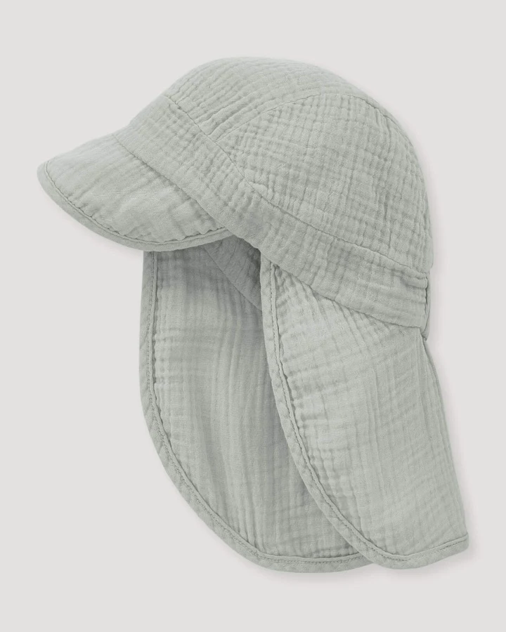 hessnatur Baby Musselin Schirmmütze aus Bio-Baumwolle - grau - Größe 41/43