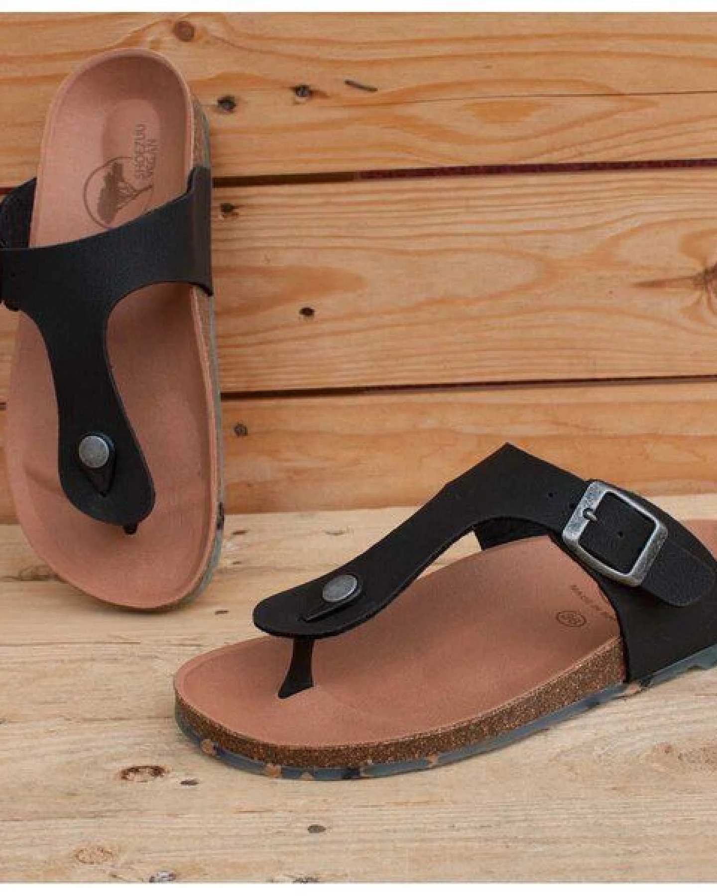 Shoezuu Vegan Vegane Toe Post Zehentrenner Sandalen schwarz – Ansicht 2