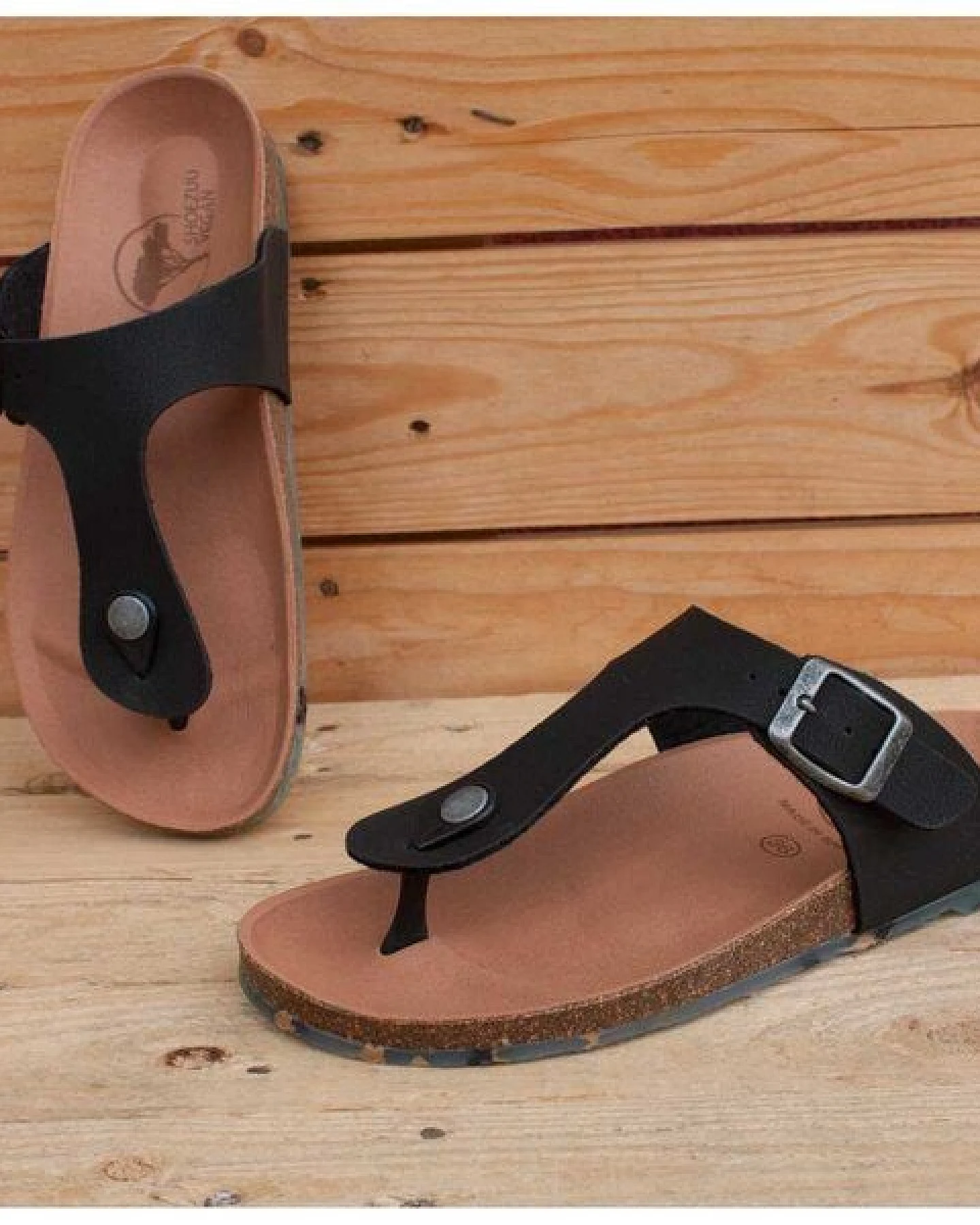 Shoezuu Vegan Vegane Toe Post Zehentrenner Sandalen schwarz – Ansicht 2