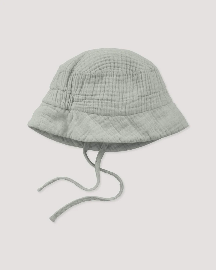 hessnatur Baby Musselin Fischerhut aus Bio-Baumwolle - grau - Größe 37/39