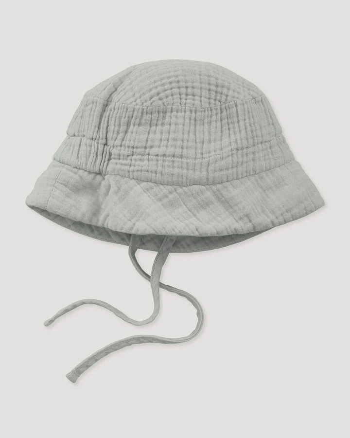 hessnatur Baby Musselin Fischerhut aus Bio-Baumwolle - grau - Größe 41/43