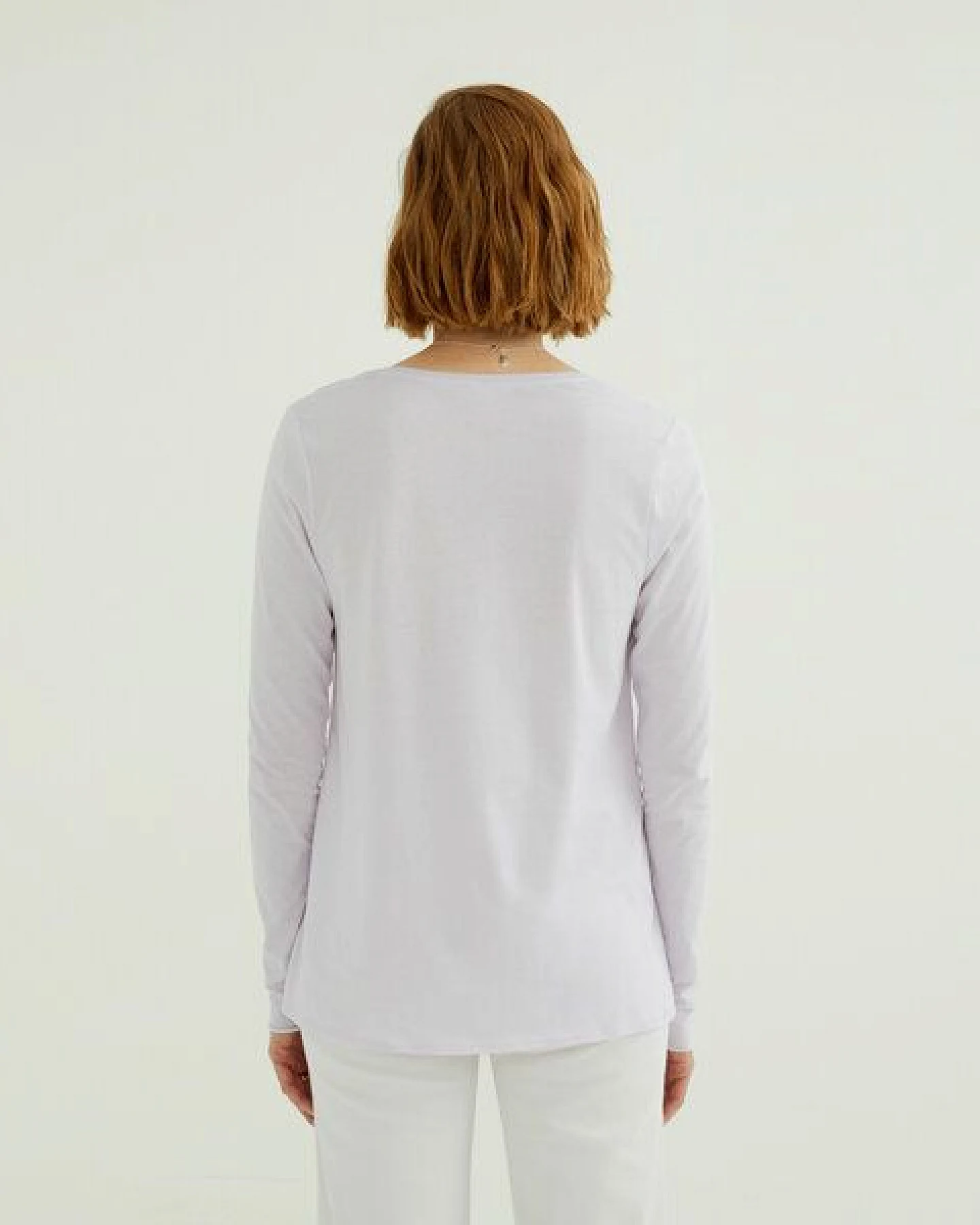 d'Els Esterella Damen V-Neck Langarm T-Shirt aus Single Jersey Bio Baumwolle – Ansicht 4
