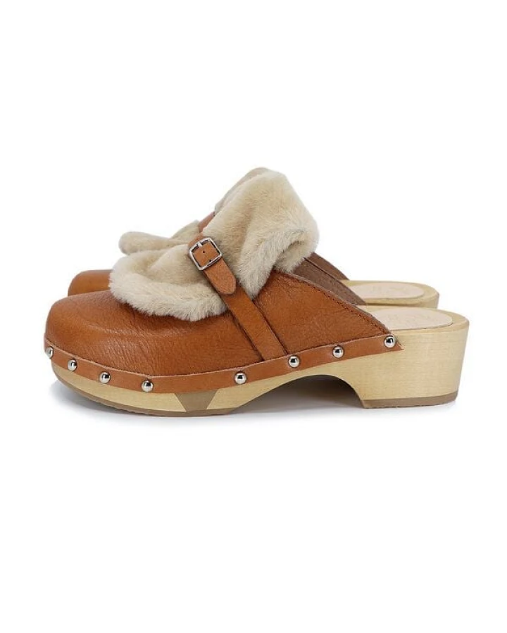 Montagna - flexible Sohle mit kuscheligem Fell - Premium Holz Clogs von me&myClogs - low heel