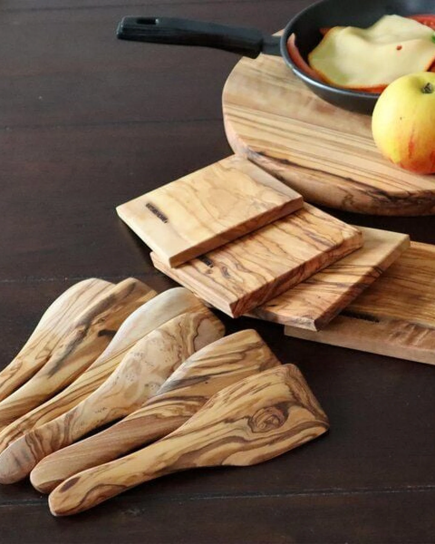 NATUREHOME Raclette Set Olivenholz - 6 Holz-Schaber für Raclette Pfännchen – Ansicht 3