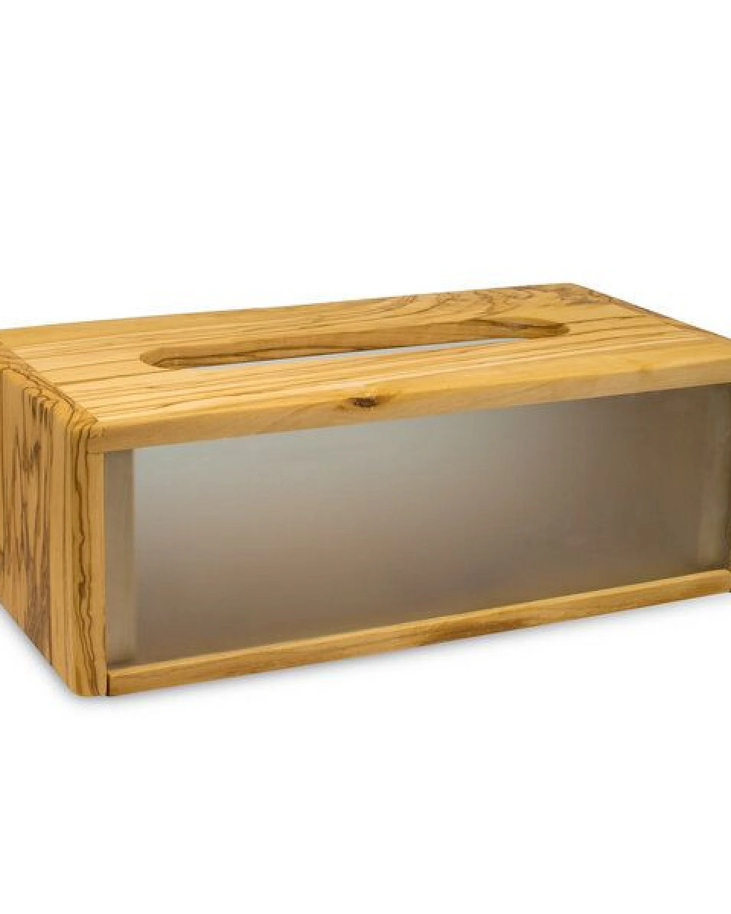 Taschentuch-Box Kosmetik-Box aus Olivenholz u. Glas Naturehome Design – Ansicht 2