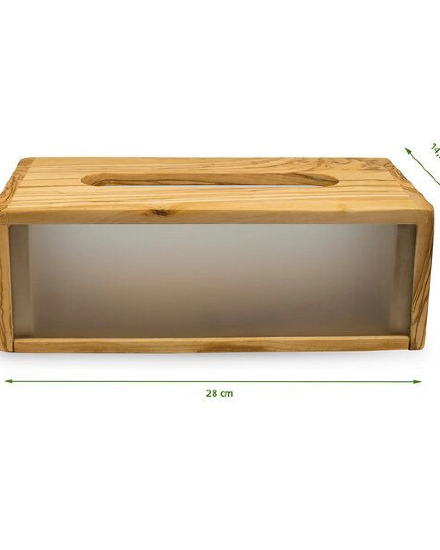 Taschentuch-Box Kosmetik-Box aus Olivenholz u. Glas Naturehome Design – Ansicht 3