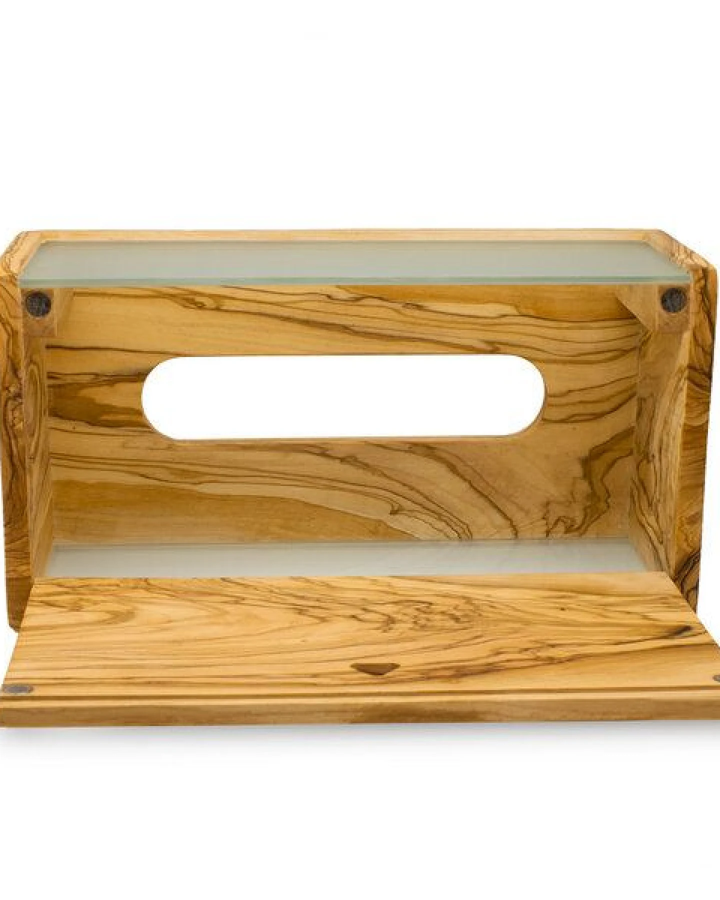 Taschentuch-Box Kosmetik-Box aus Olivenholz u. Glas Naturehome Design – Ansicht 4
