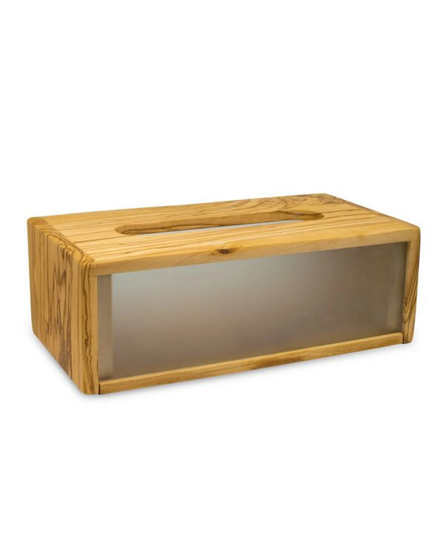 Taschentuch-Box Kosmetik-Box aus Olivenholz u. Glas Naturehome Design – Ansicht 2