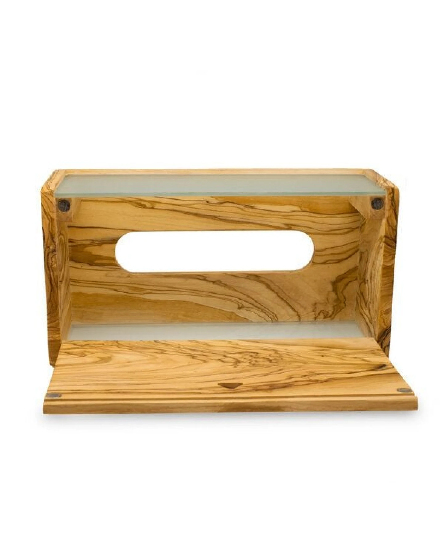 Taschentuch-Box Kosmetik-Box aus Olivenholz u. Glas Naturehome Design – Ansicht 4