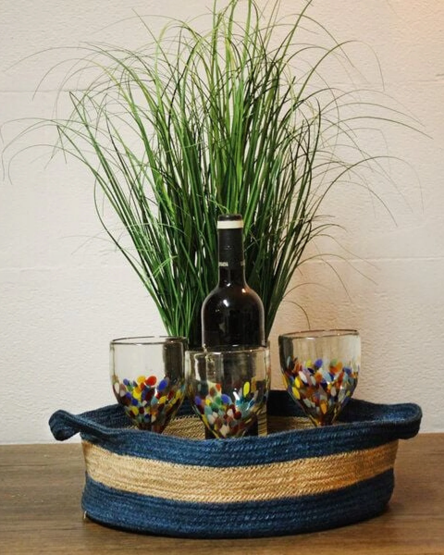 Mitienda Shop Brotkorb aus Jute Indigo rund – Ansicht 3