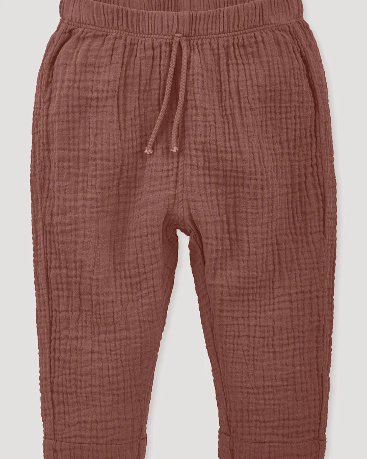 hessnatur Baby Musselin Hose aus Bio-Baumwolle - braun - Größe 50/56