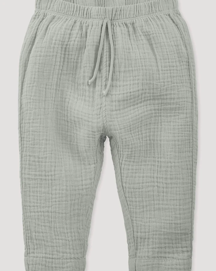hessnatur Baby Musselin Hose aus Bio-Baumwolle - grau - Größe 50/56