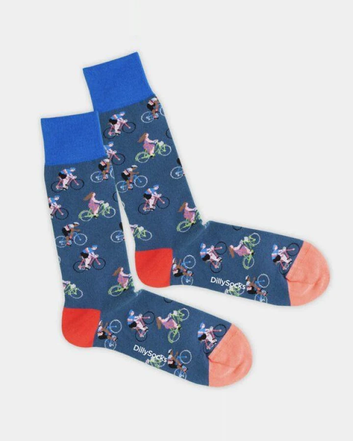 DillySocks Socken Blue Bike aus Biobaumwoll-Mix