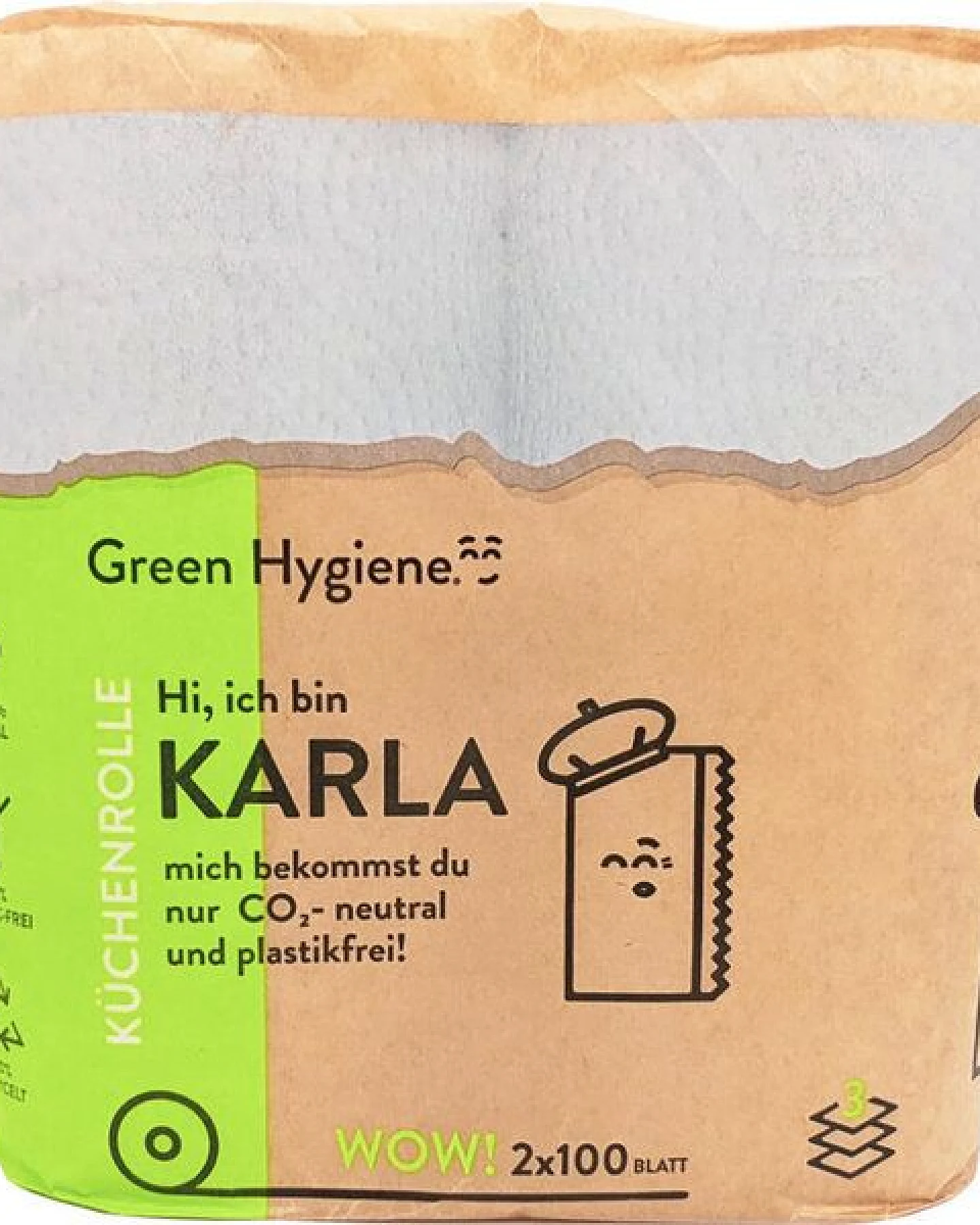 Green Hygiene Küchenrolle KARLA, 3-lagig, 2x100 Blatt – Ansicht 2