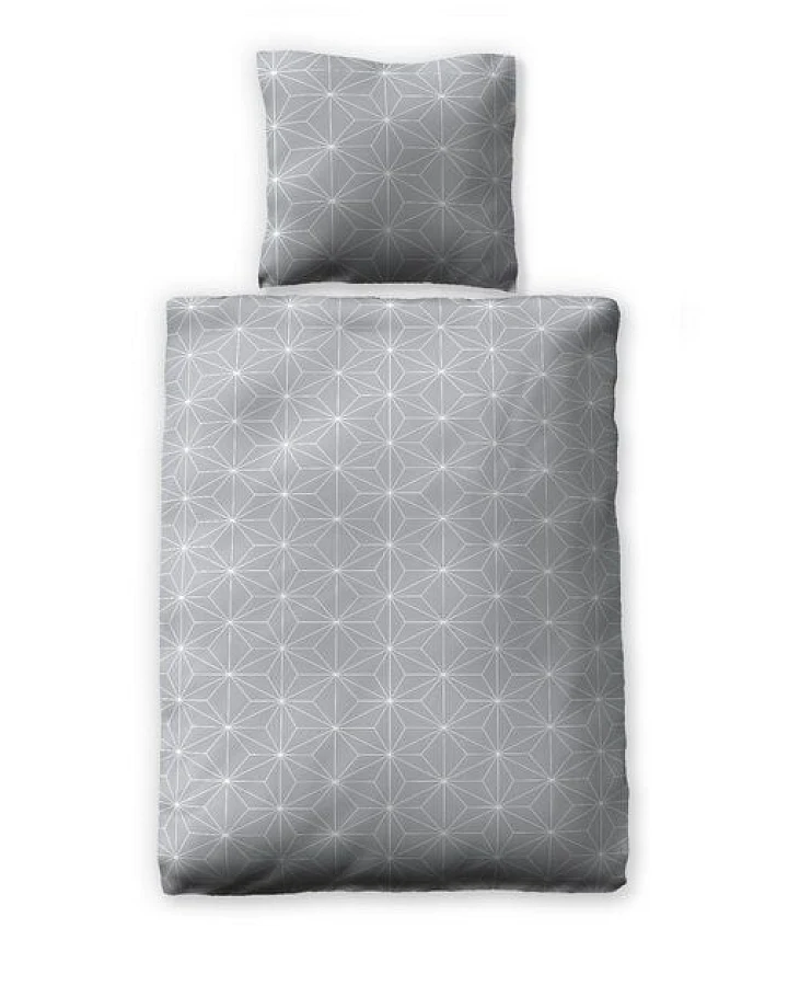 jilda-tex Bettwäsche "Simple Geometric Grey" 100% Bio-Baumwolle 135x200 + 80x80 cm