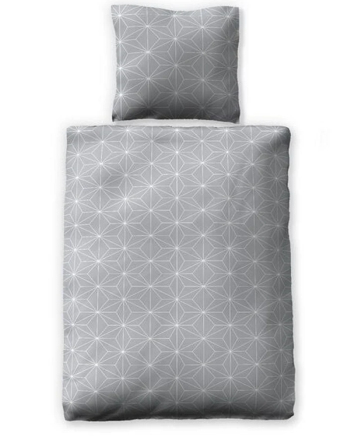 jilda-tex Bettwäsche "Simple Geometric Grey" 100% Bio-Baumwolle 135x200 + 80x80 cm
