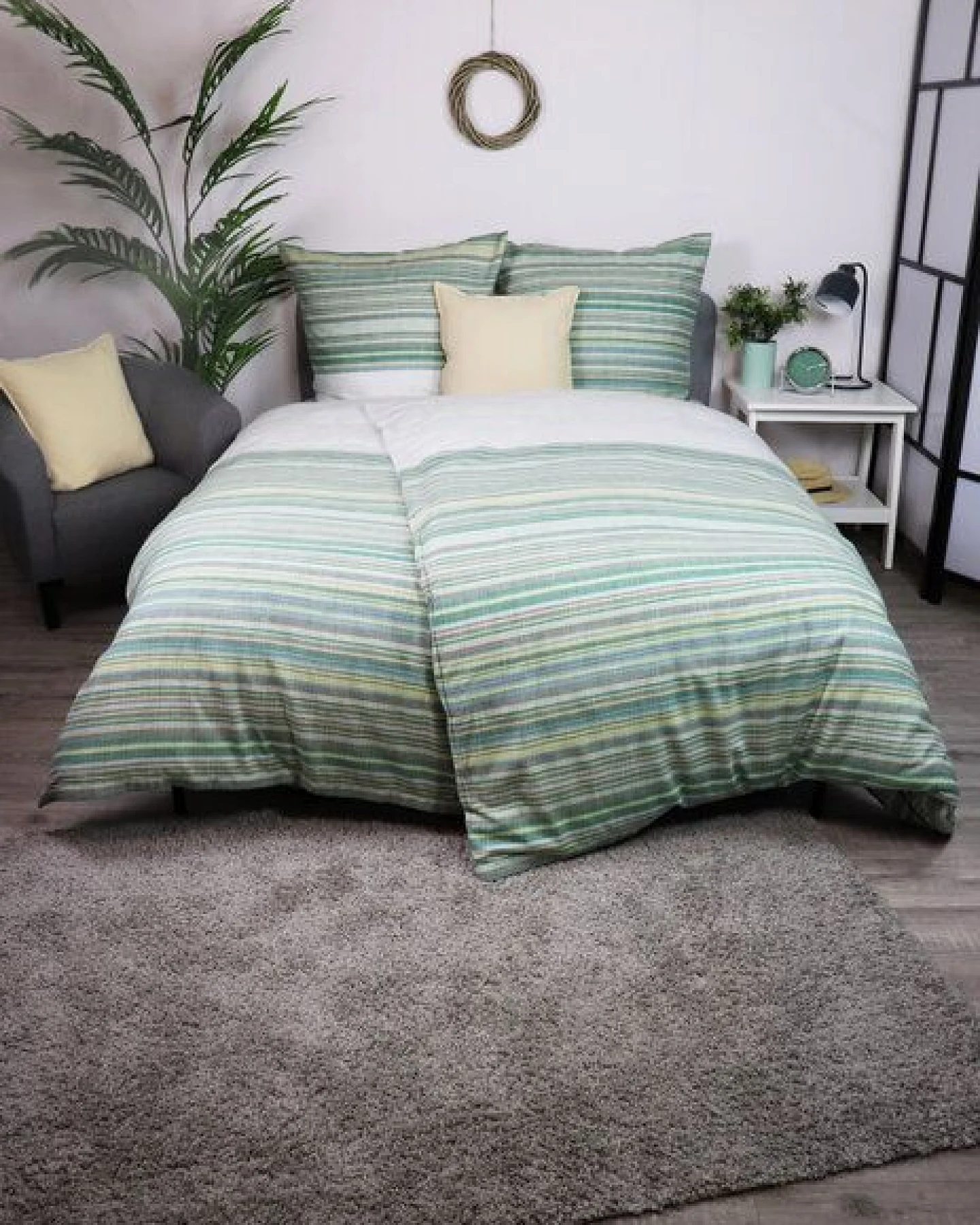 jilda-tex Bettwäsche Flanell "Deep Ocean Stripes" 100% Baumwolle 135x200 + 80x80 cm – Ansicht 4