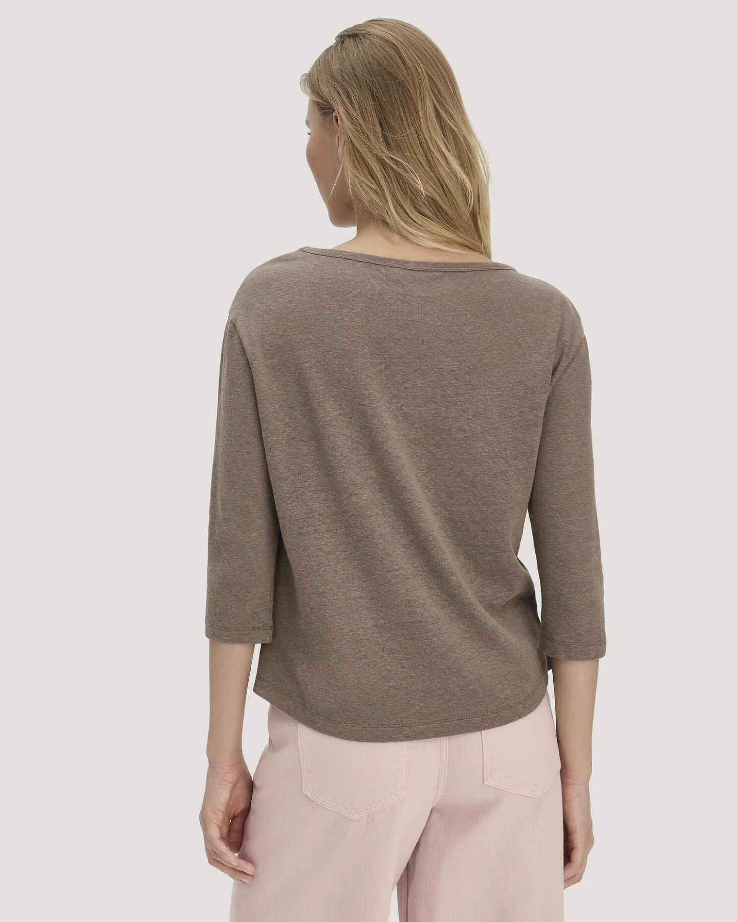 hessnatur Damen Longsleeve Relaxed aus Leinen mit reiner Bio-Baumwolle - braun - Größe 42 – Ansicht 3
