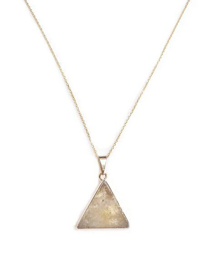 Crystal and Sage Zitrin Dreieck Halskette, vergoldet