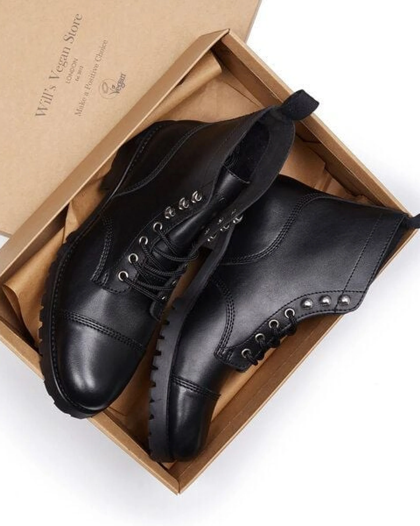 Will's Vegan Shop Work Boots aus veganem, italienischen Leder – Ansicht 4
