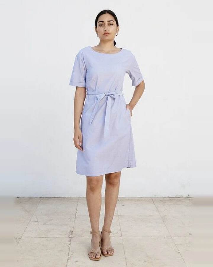 Studio Hertzberg Knielanges Sommerkleid mit Ärmeln ED-DAA aus 100% Bio Baumwolle