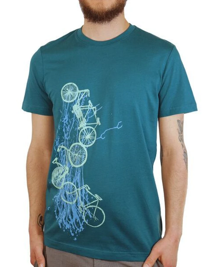 Spangeltangel Herrenshirt "Fahrräder", bedruckt, Siebdruck, sportlich, Bio-Baumwolle