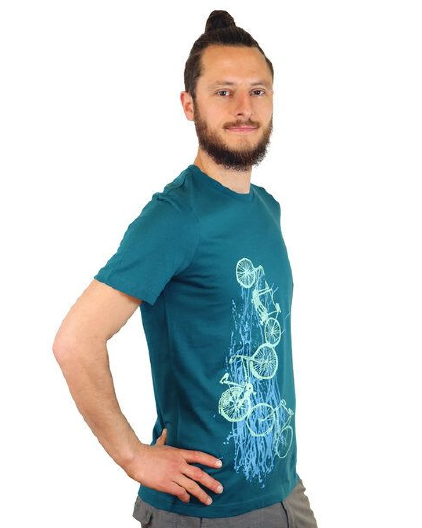 Spangeltangel Herrenshirt "Fahrräder", bedruckt, Siebdruck, sportlich, Bio-Baumwolle – Ansicht 3