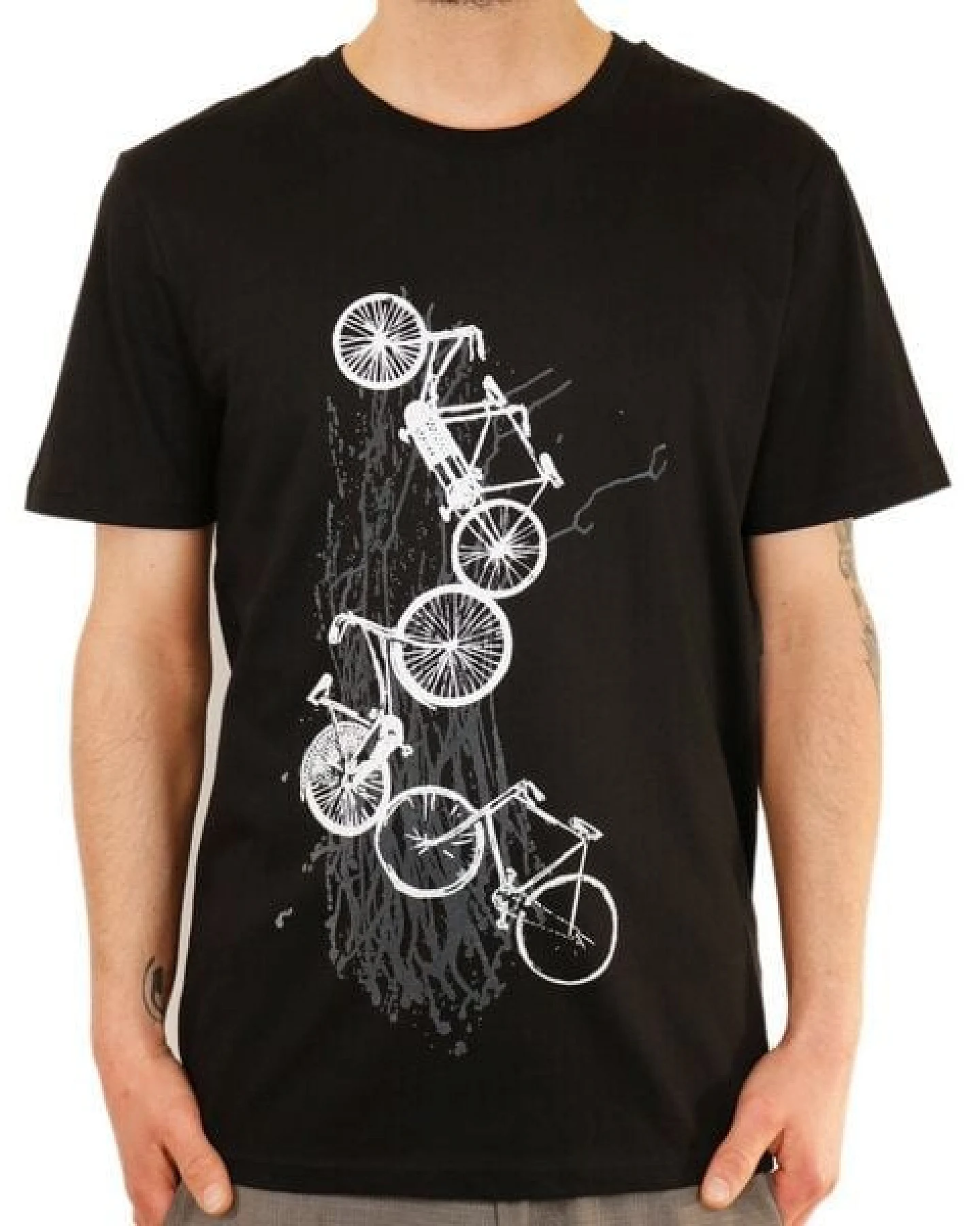 Spangeltangel Herrenshirt "Fahrräder", bedruckt, Siebdruck, sportlich, Bio-Baumwolle – Ansicht 4