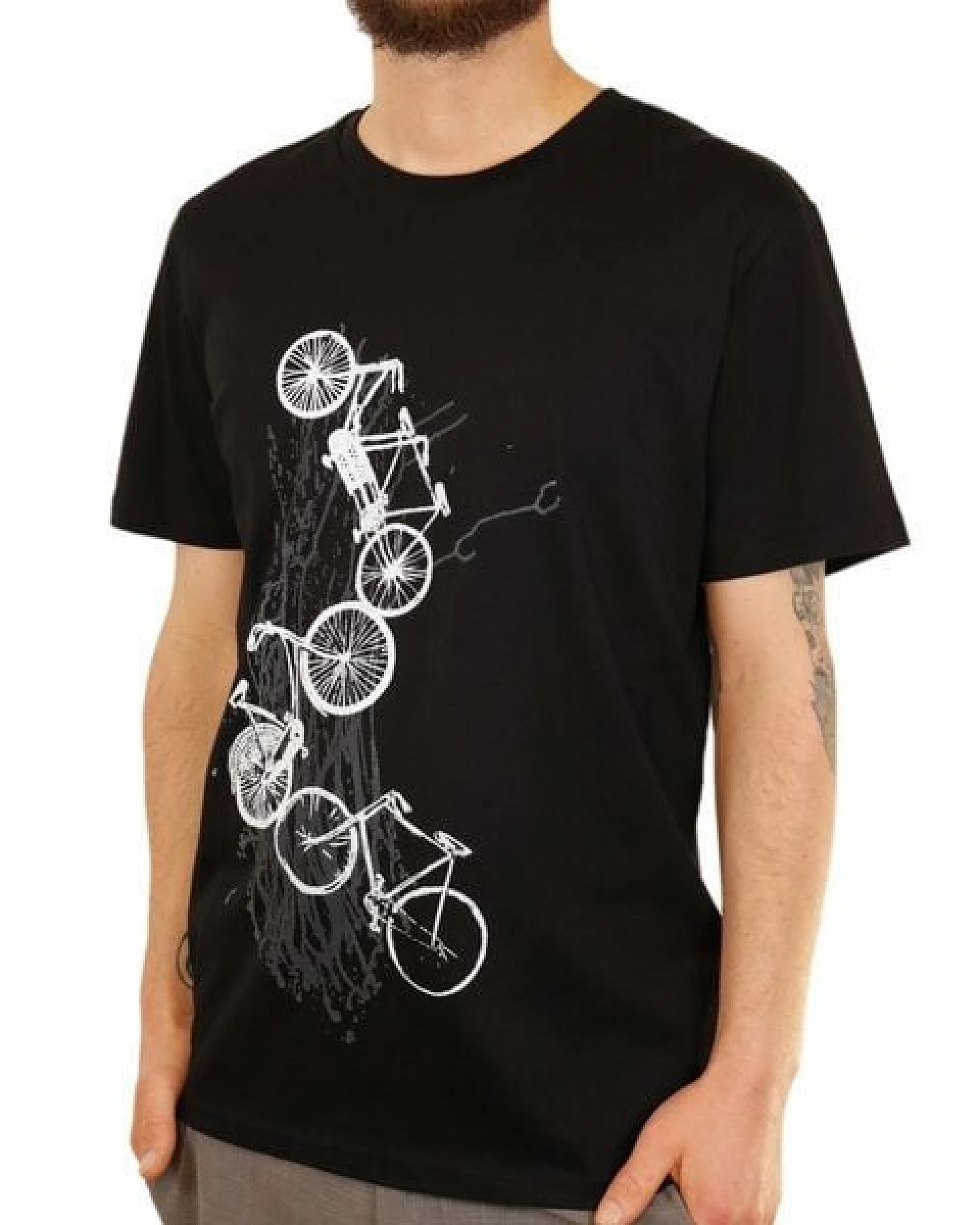 Spangeltangel Herrenshirt "Fahrräder", bedruckt, Siebdruck, sportlich, Bio-Baumwolle – Ansicht 4
