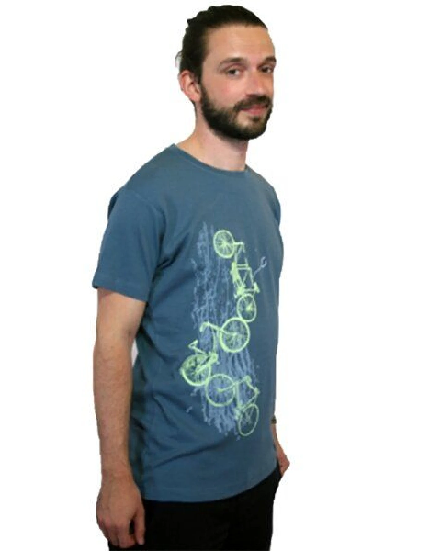 Spangeltangel Herrenshirt "Fahrräder", bedruckt, Siebdruck, sportlich, Bio-Baumwolle – Ansicht 3