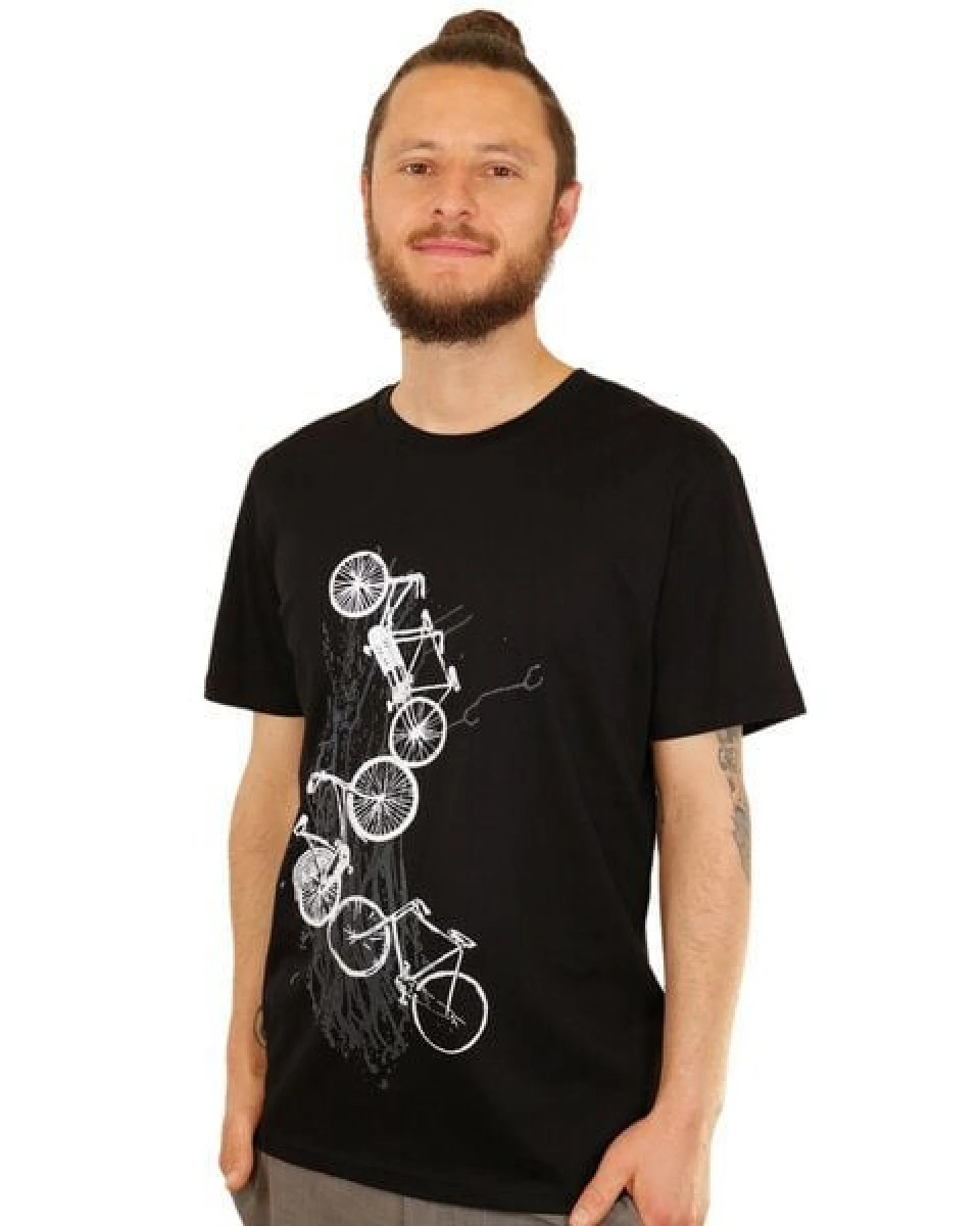 Spangeltangel Herrenshirt "Fahrräder", bedruckt, Siebdruck, sportlich, Bio-Baumwolle – Ansicht 4