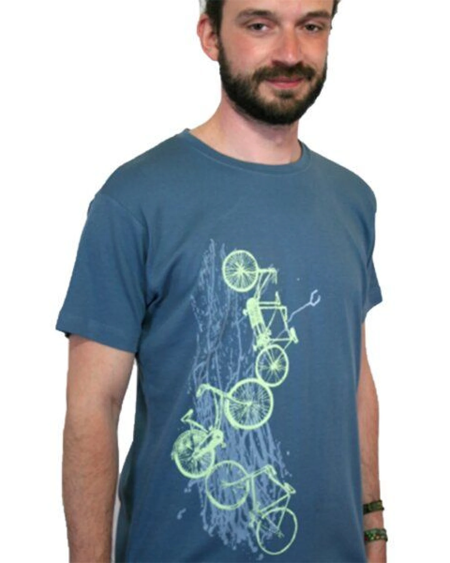 Spangeltangel Herrenshirt "Fahrräder", bedruckt, Siebdruck, sportlich, Bio-Baumwolle – Ansicht 2