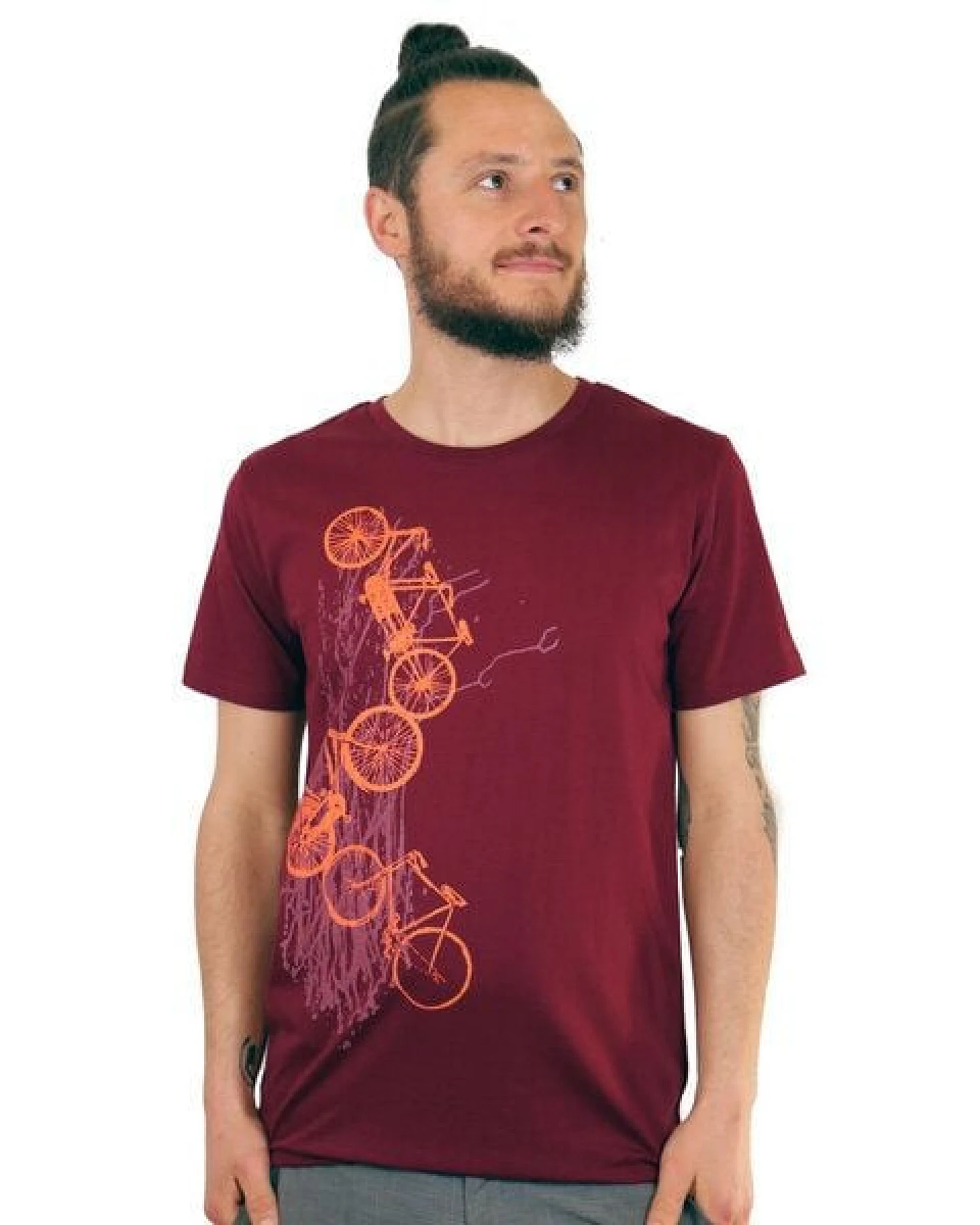 Spangeltangel Herrenshirt "Fahrräder", bedruckt, Siebdruck, sportlich, Bio-Baumwolle – Ansicht 4