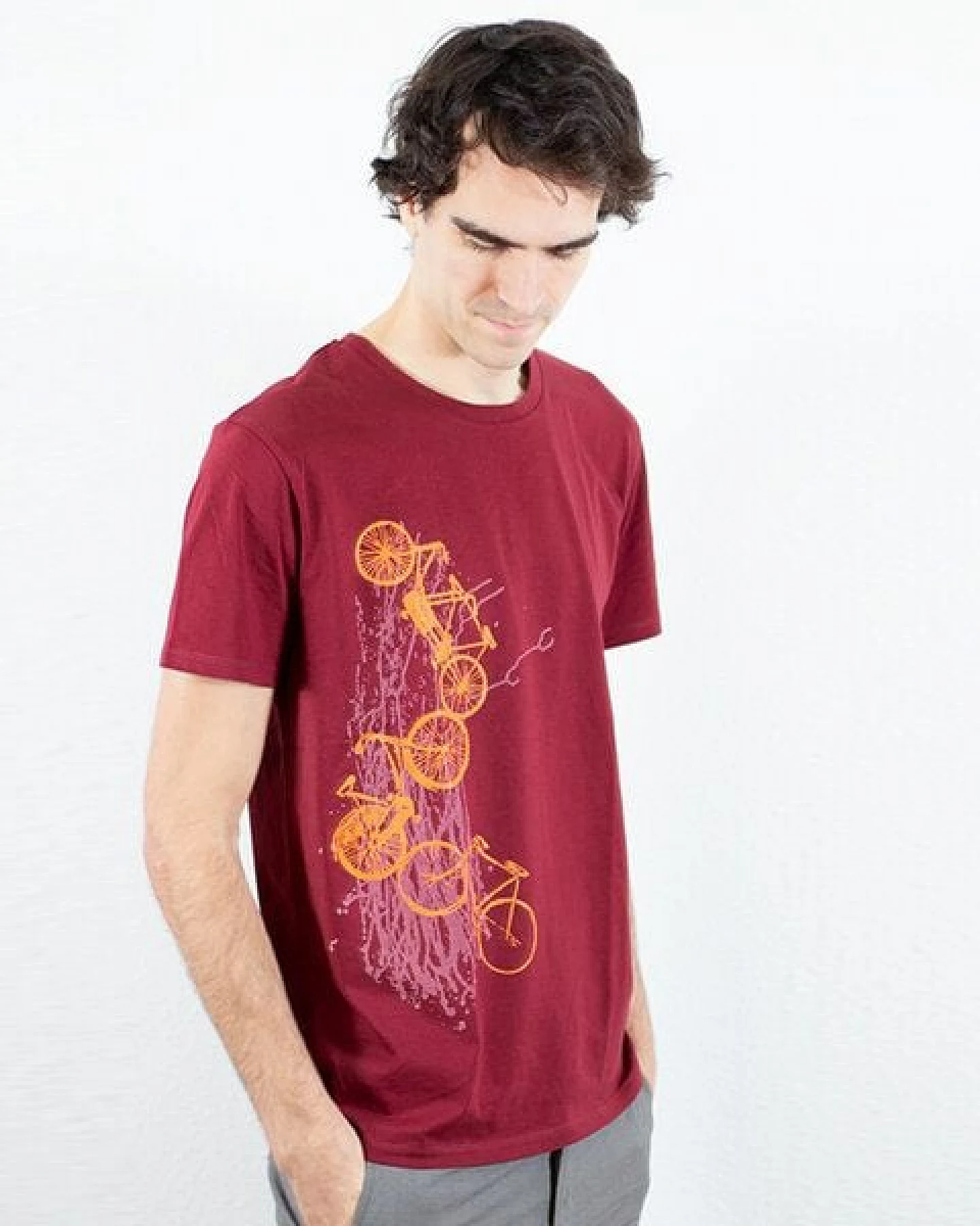 Spangeltangel Herrenshirt "Fahrräder", bedruckt, Siebdruck, sportlich, Bio-Baumwolle – Ansicht 2