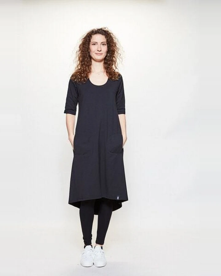 LUMEN organic Midi-Kleid mit 1/2 Ärmel JERSEY schwarz