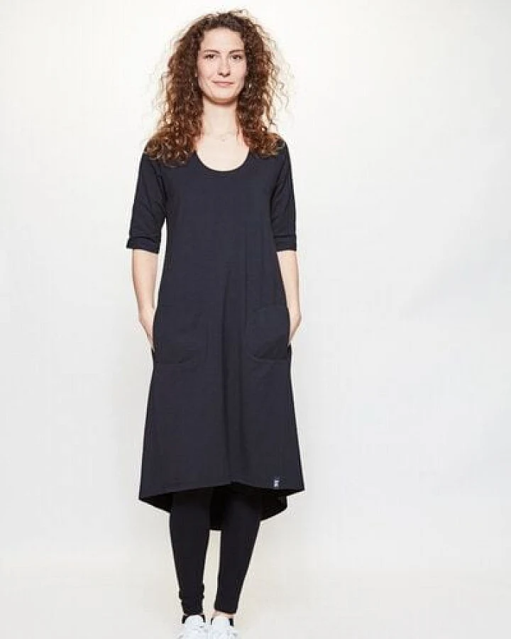LUMEN organic Midi-Kleid mit 1/2 Ärmel JERSEY schwarz